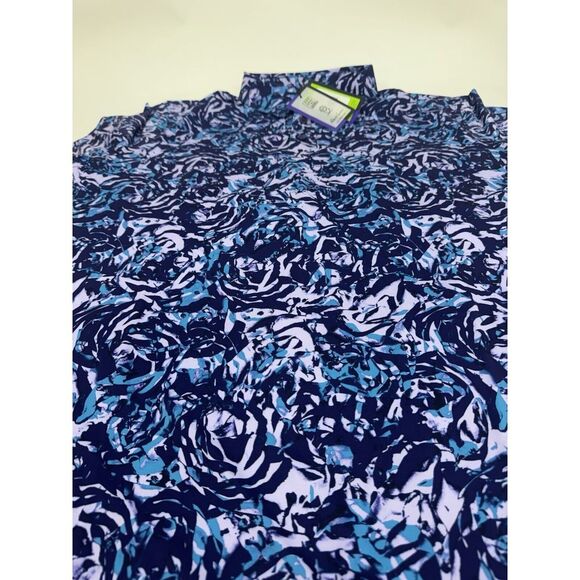 NWT Robert Graham Clubhouse Abstract Rose Golf Polo Shirt Purple LARGE $128 - Picture 3 of 8